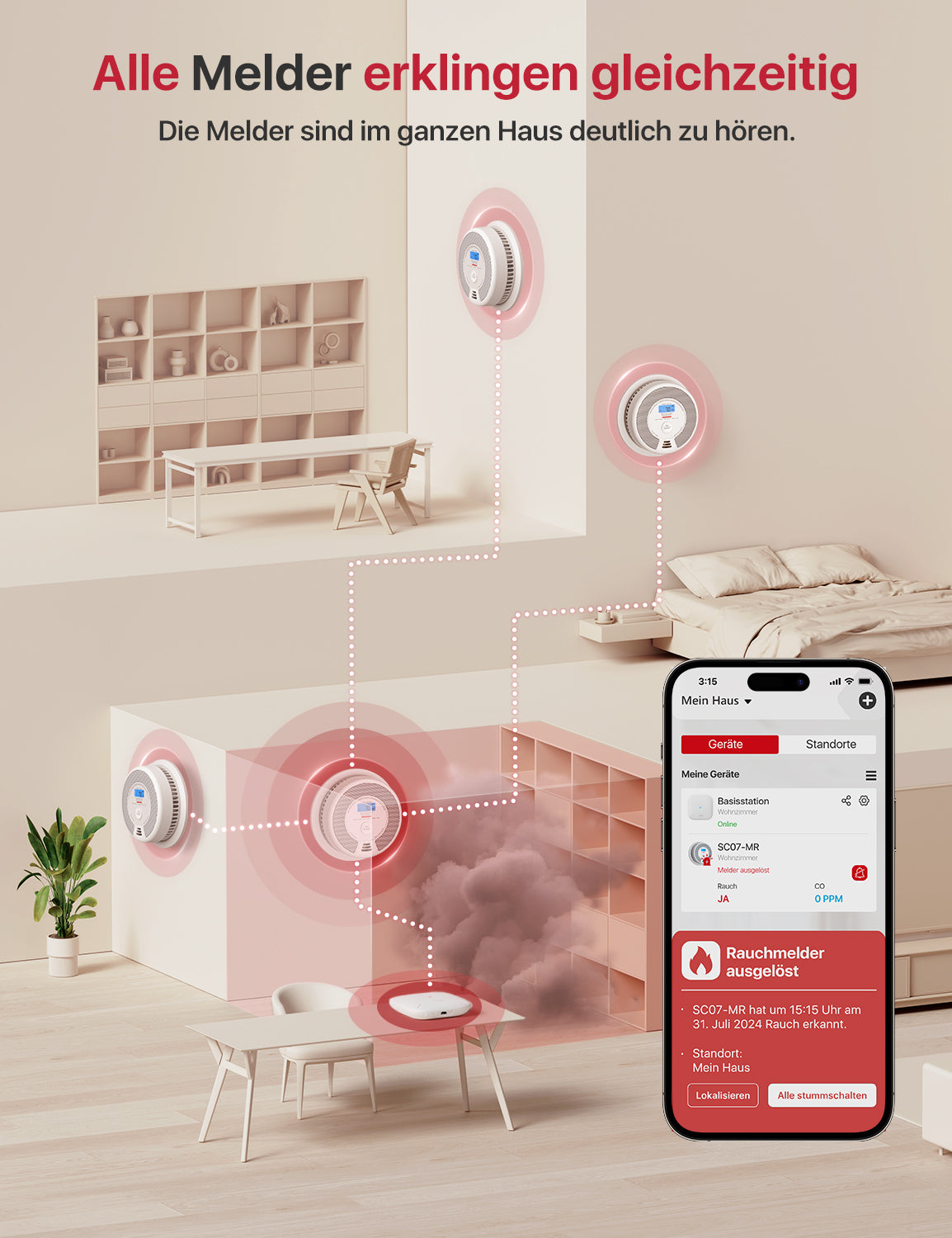 X-Sense SC07-MR Rauch- und Kohlenmonoxidmelder WLAN 85 dB Lithium Weiß/Grau