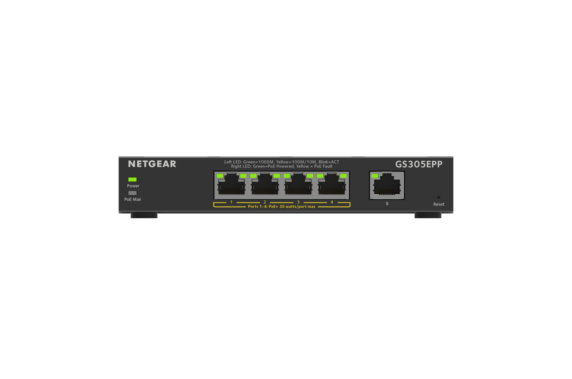Netgear GS305EPP Managed L2/L3 Gigabit Ethernet (10/100/1000) Schwarz Power over Ethernet (PoE) (GS305EPP-100PES)