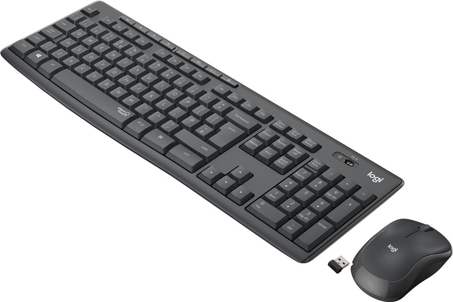 Logitech MK295 Silent Kabelloses Tastatur- und Maus-Set 2,4 GHz US International Graphite