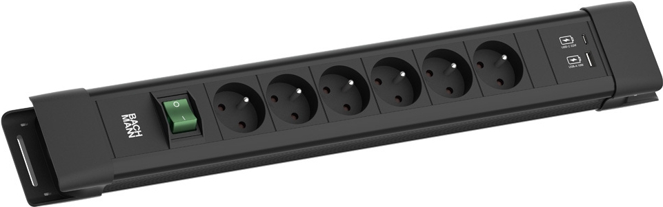 Bachmann Steckdosenleiste CONNECTUS 6xUTE 1xSchalter 1xUSB A/C 22W 2.0m CEE7/7 (BM005941)