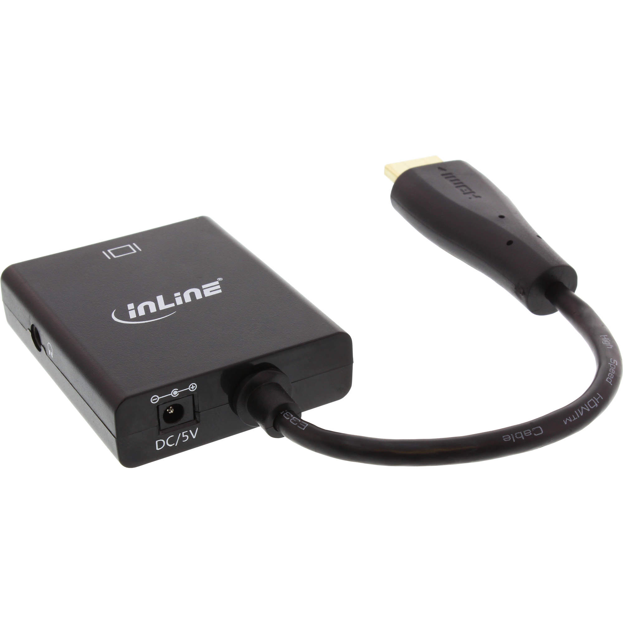 InLine HDMI zu VGA Konverter Dongle mit Audio, 1080p, Schwarz