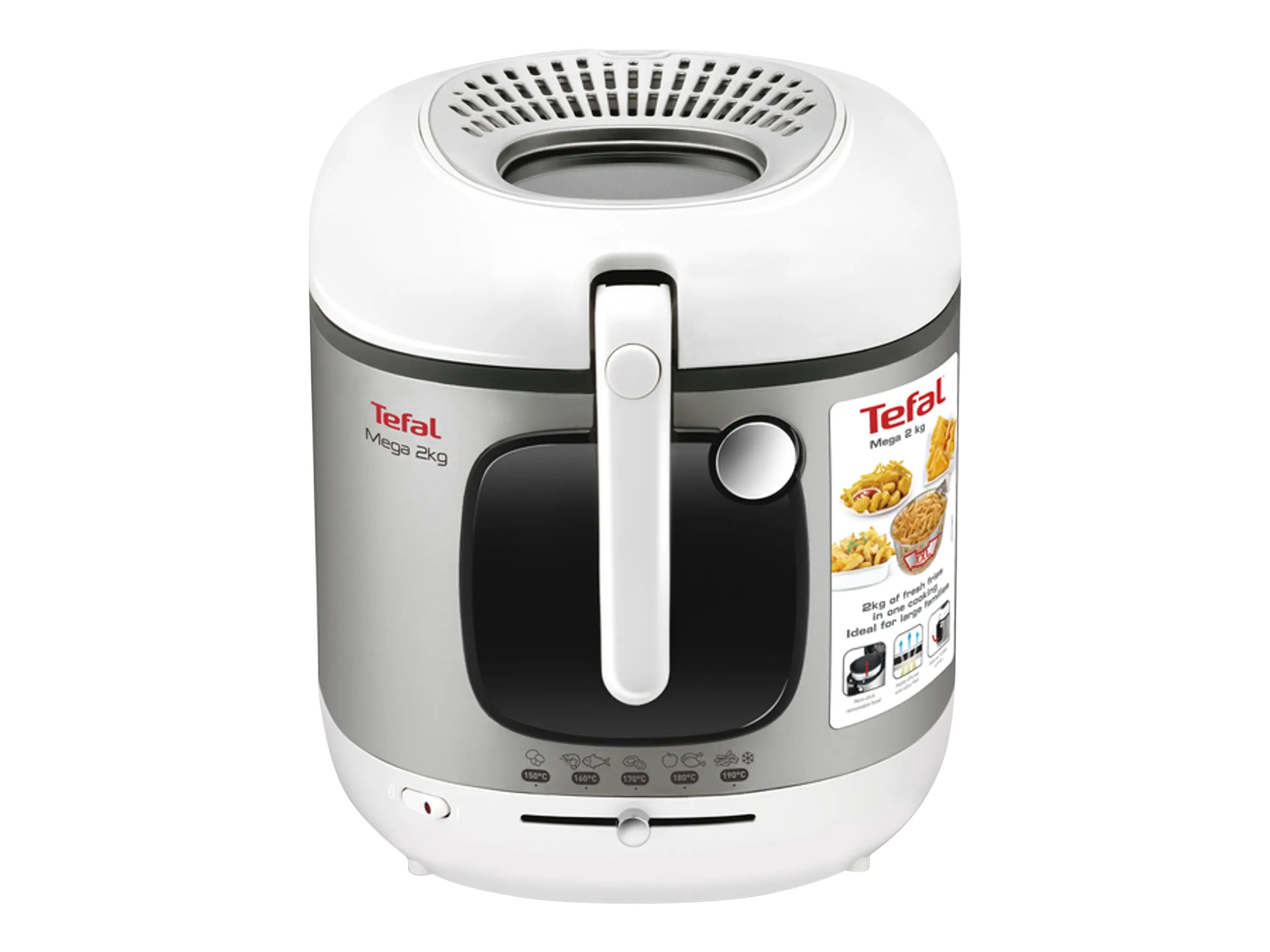 Tefal Mega FR4800 XXL Fritteuse 2 kg 3,3 l 2,1 kW Silbergrau/Weiß