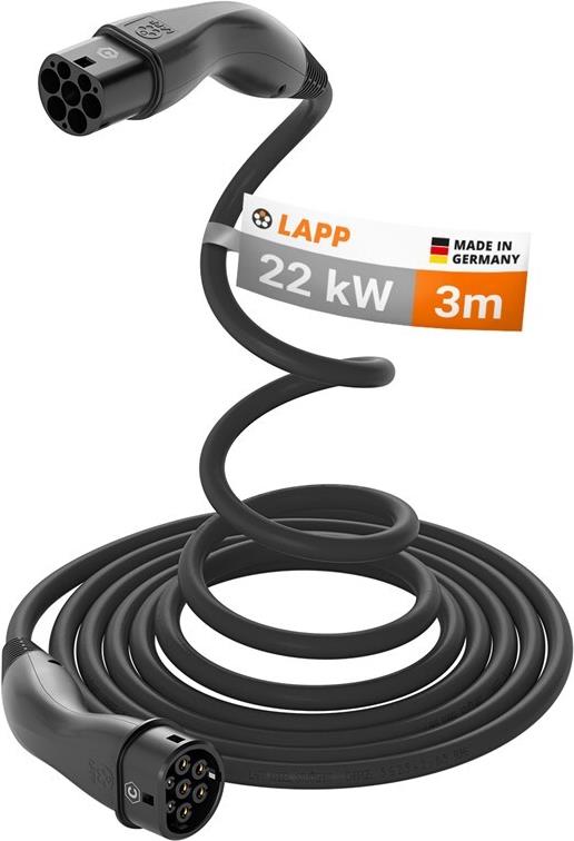 LAPP MOBILITY Selbstaufrollendes Ladekabel Typ 2, bis zu 22 kW, 3 m, schwarz (75749)