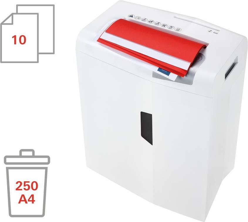 HSM shredstar S10 Aktenvernichter 10 Blatt Streifenschnitt Weiß, Silber