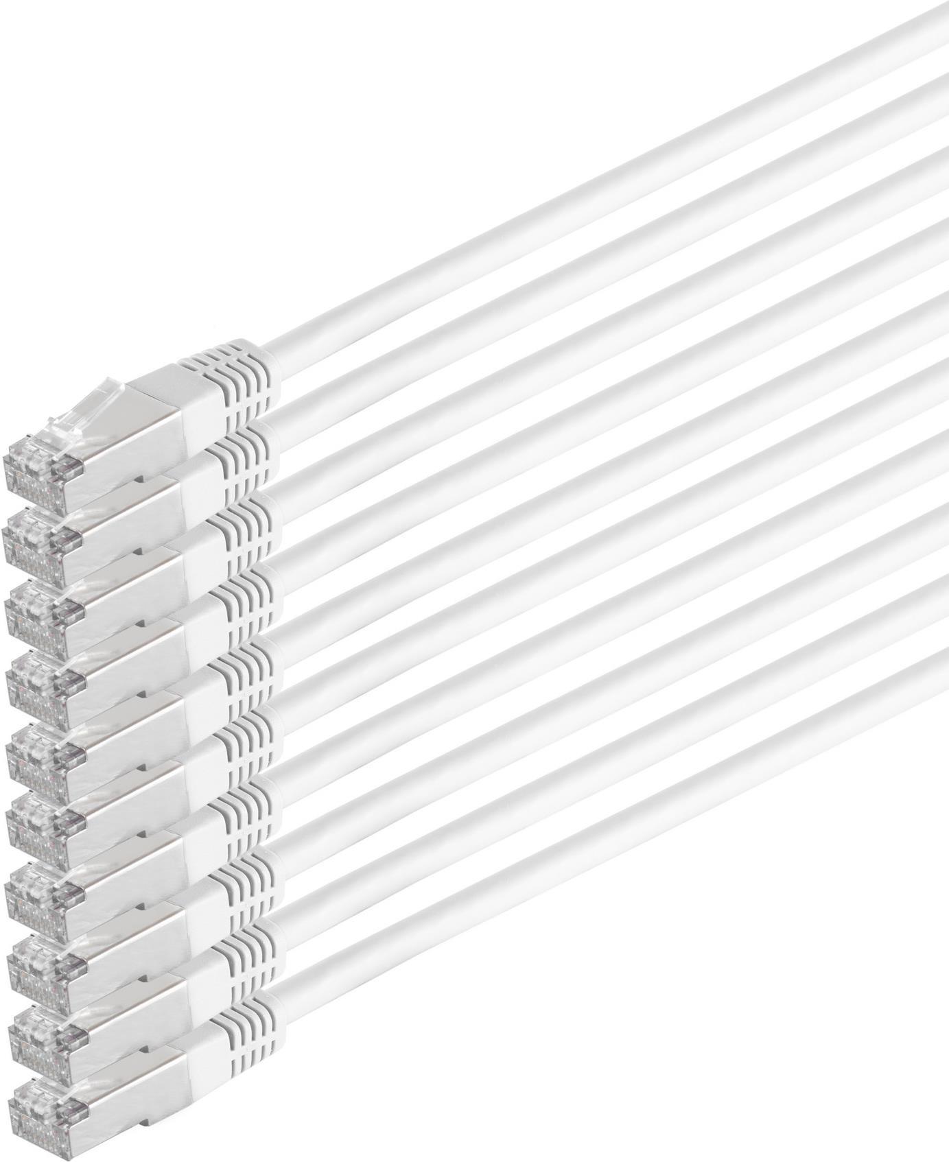 S/CONN maximum connectivity Netzwerkkabel-Patchkabel, cat 6, S/FTP, PIMF, Halogenfrei, VE10, weiß, 0,5m (75711-H0.5W-SET10)