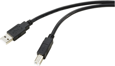 Renkforce USB-Kabel USB 2.0 USB-A Stecker, USB-B Stecker 20.00 m Schwarz Geflechtschirm RF-5720372 (RF-5720372)