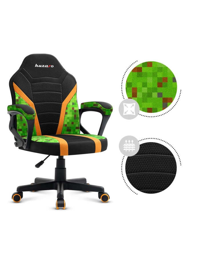 Huzaro Ranger 1.0 Pixel Mesh Gaming-Stuhl für Kinder Schwarz/Grün/Gelb