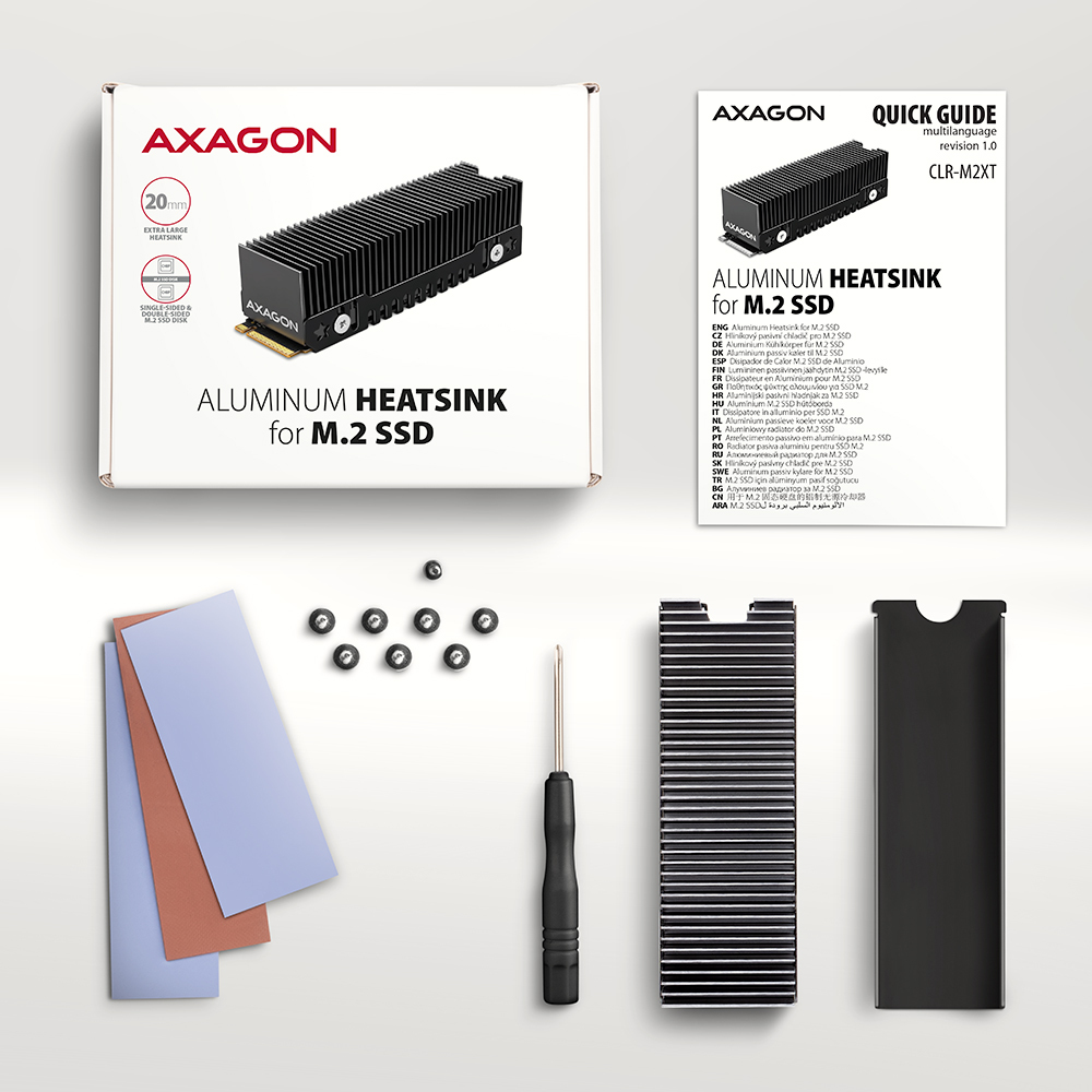 AXAGON CLR-M2XT M.2 SSD Passivkühler Aluminium 2280 Black, Grey