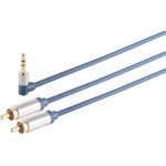 S/CONN maximum connectivity Home-Cinema Verchromter Metall-WINKEL-Klinkenstecker 3,5 mm und 2 verchromte Metall-Cinchstecker, vergoldete Kontakte, SLIM LINE - 0,75m (30841-MHQ)