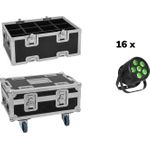 EUROLITE Set 16x LED Silent Par 6 QCL Floor sw + Case (20001002)