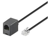 Wentronic Goobay Modularverlängerungskabel, Schwarz, 6 m - RJ11/RJ14-Stecker (6P4C) auf RJ11-Buchse (6P4C) (68260)