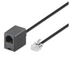 Wentronic Goobay Modularverlängerungskabel, Schwarz, 6 m - RJ11/RJ14-Stecker (6P4C) auf RJ11-Buchse (6P4C) (68260)