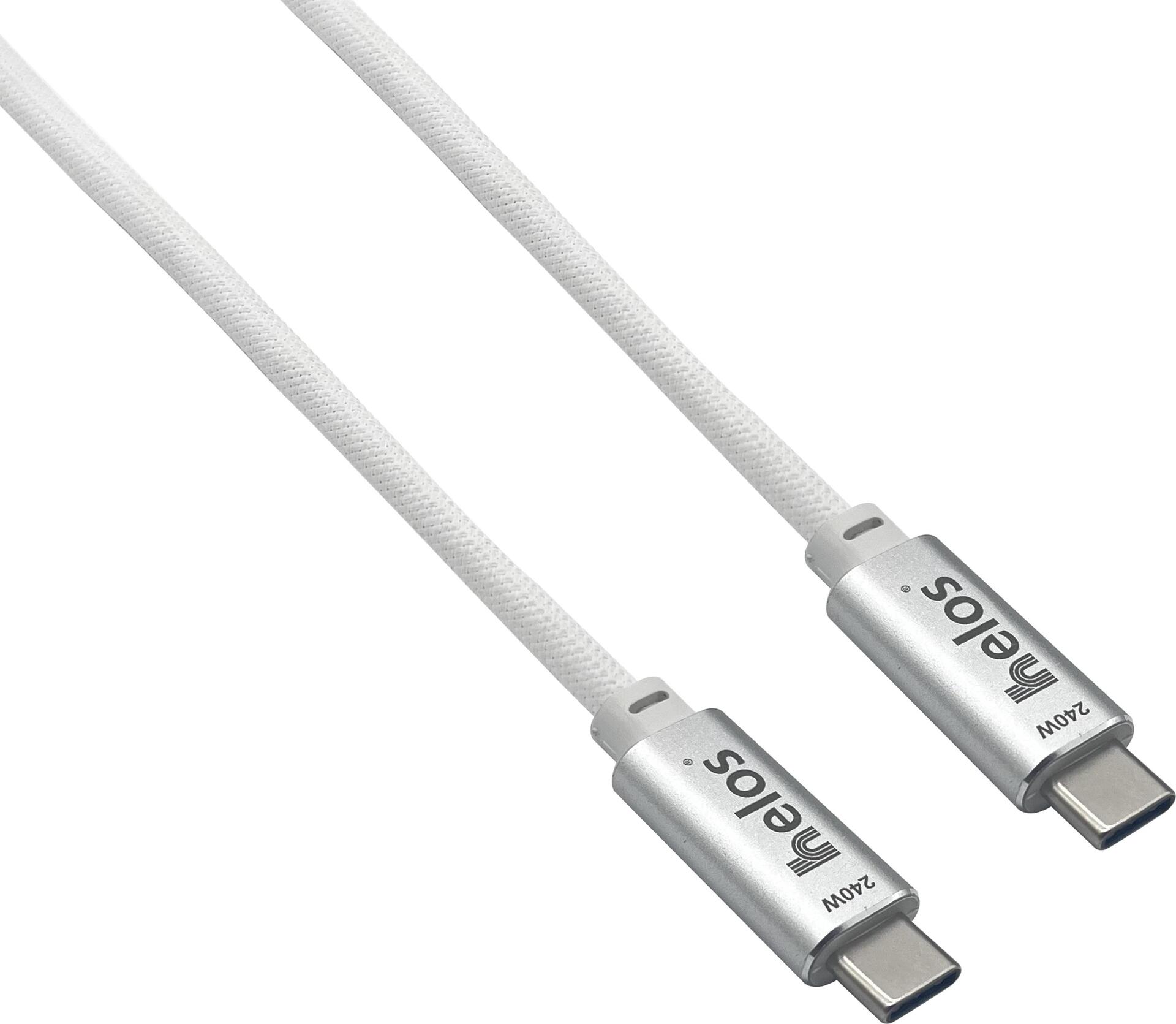 Helos Anschlusskabel USB 4 40 Gbps 240W Type-C PREMIUM Stecker 1.0m grau (372342)