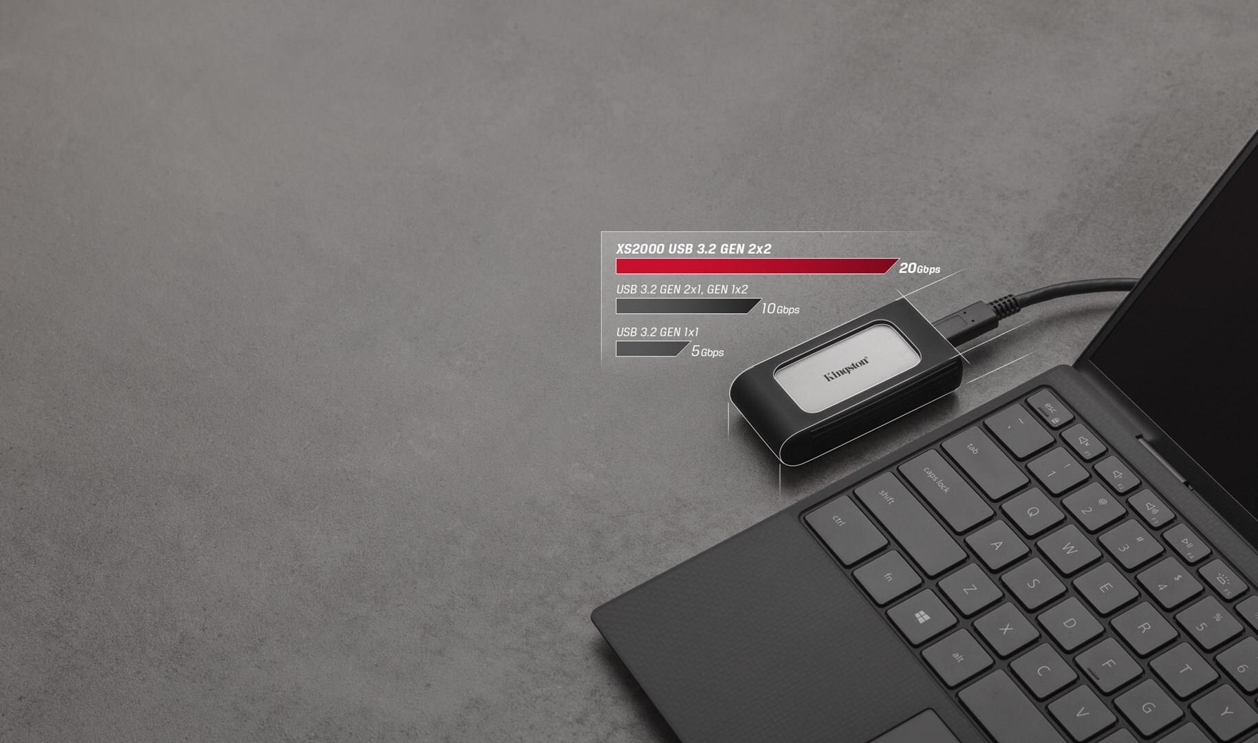 Kingston XS2000 Externe SSD 2 TB USB 3.2 Gen 2x2 Silber