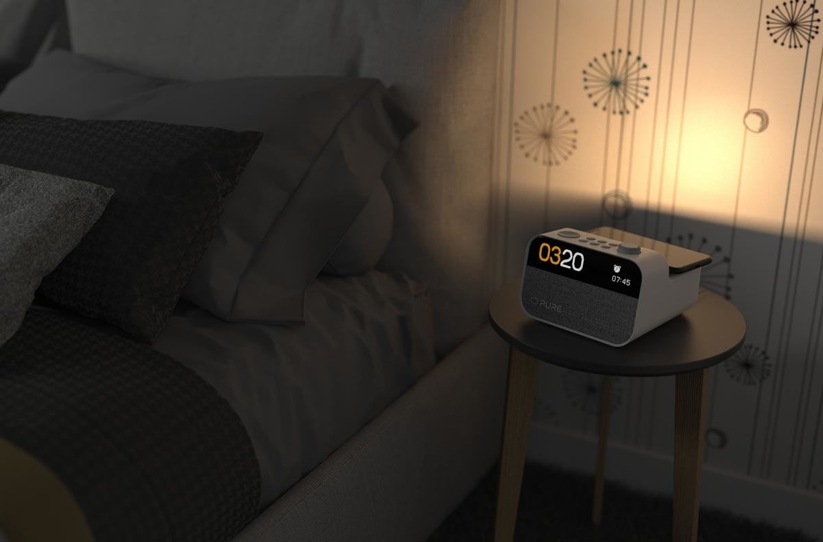 Pure Moment Charge Radiowecker DAB/DAB+/FM Kabelloses Laden Baumwollweiß