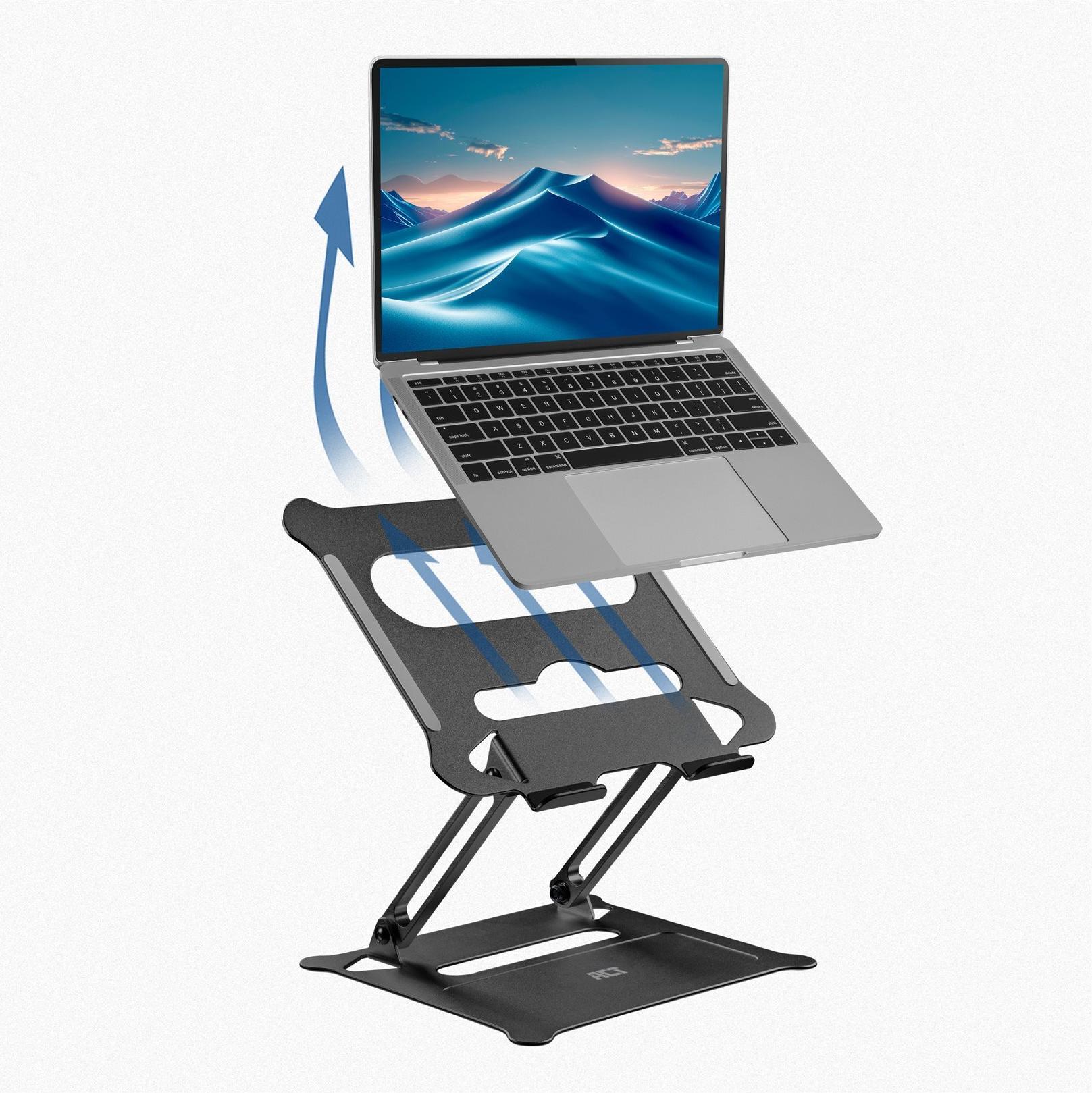ACT Office Klappbarer Laptopständer Aluminium stufenlose Höhenverstellung bis 15,6" Schwarz
