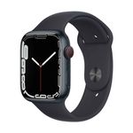 Apple Watch Series 7 (GPS + Cellular) - 45 mm - midnight aluminum - intelligente Uhr mit Sportband - Flouroelastomer - Midnight - Bandgröße: regelmäßig - 32GB - Wi-Fi, Bluetooth - 4G - 38,8 g (MKJP3FD/A)