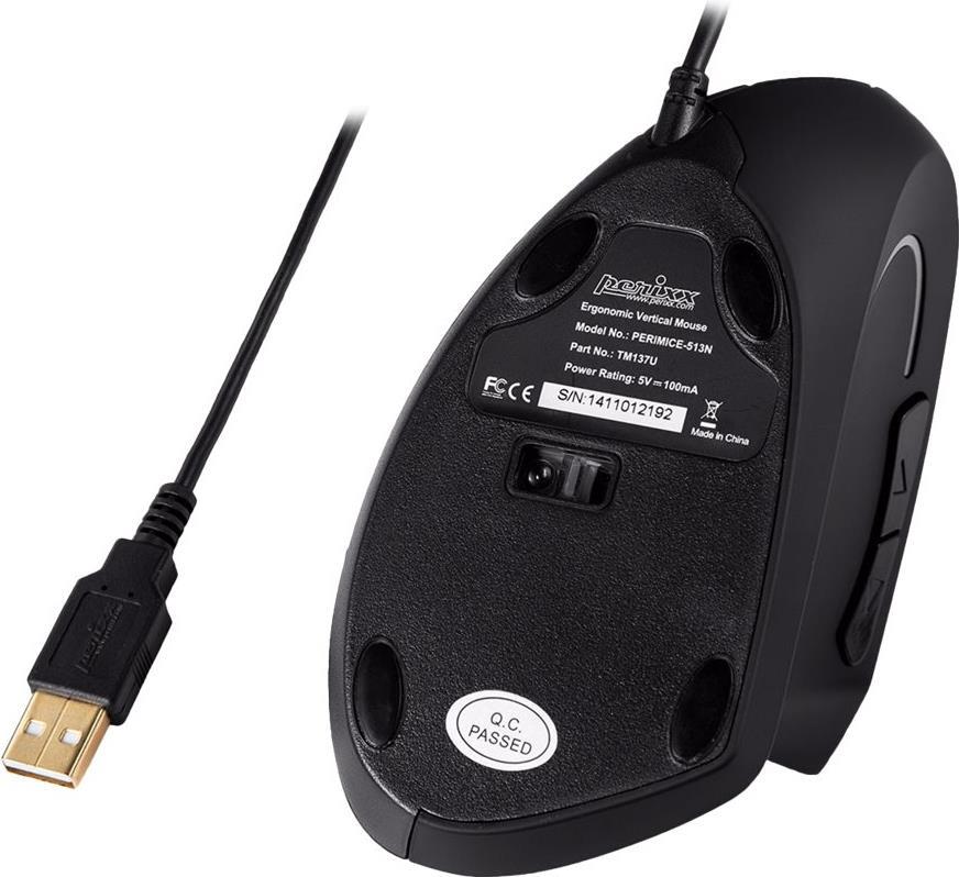 Perixx PERIMICE-513 Vertikale Maus USB Schwarz