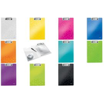 LEITZ Klemmbrett-Mappe WOW, DIN A4, Polyfoam, schwarz- metallic, Oberflächenstruktur mit 3D-Prägung, innen hellgrau - 1 Stück (4199-00-95)