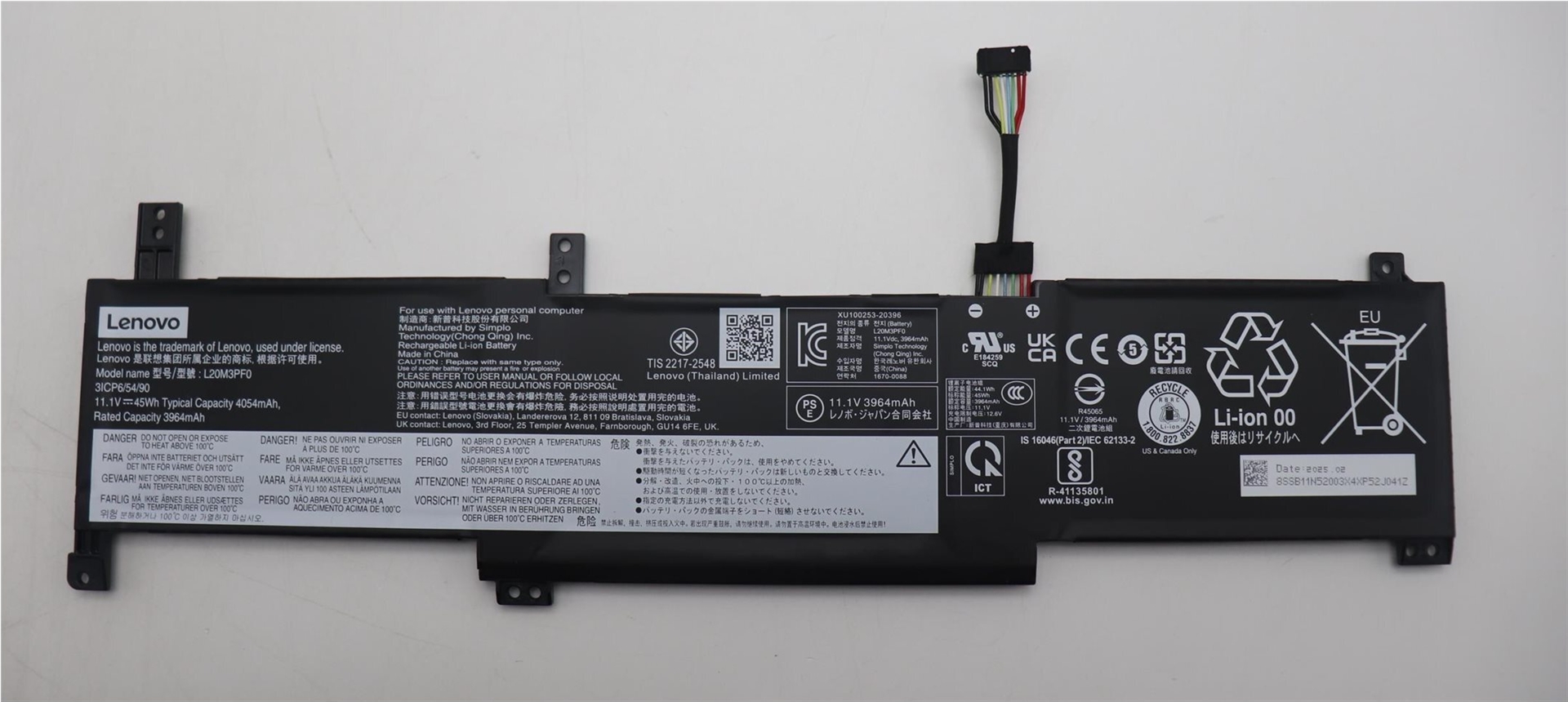 Lenovo BATTERY 3cell 45Wh 11.1V (5B11N52044)