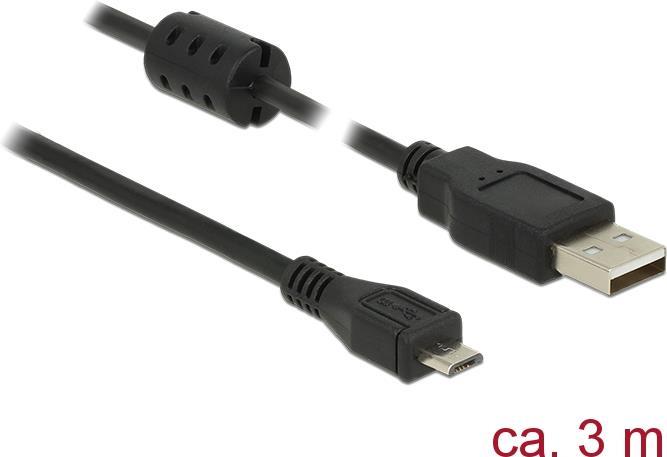 DELOCK Kabel USB 2.0 Typ-A Stecker > USB 2.0 Micro-B Stecker 3,0 m schwarz