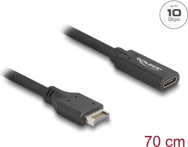 Delock USB 10Gbps Kabel Typ-E Key A 20 Pin ST> USB-C BU 0.7m (85666)