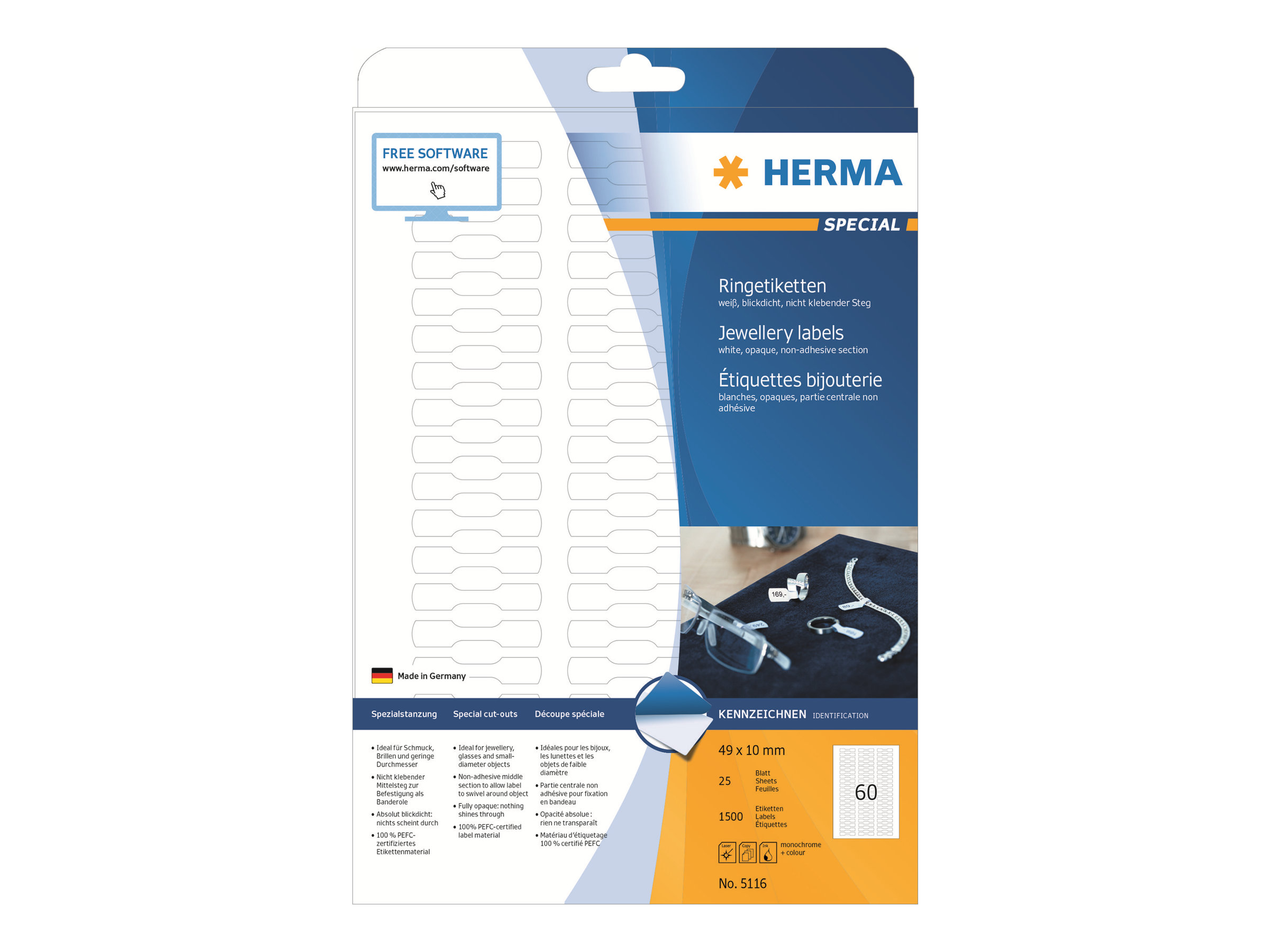 HERMA Special 5116 Ringetiketten 49 x 10 mm Weiß