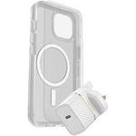 OtterBox KIT Apple iPhone 15 (Symmetry Clear MagSafe / Premium Glass AM / UK USB-C Wall Charger 30W - white) (78-81253)