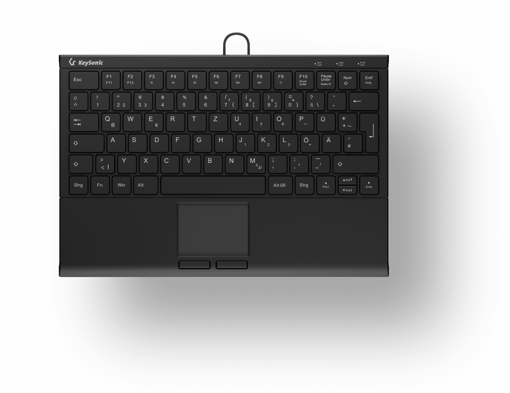 KeySonic KSK-5211ELU Kabelgebundene Mini-Tastatur mit Touchpad USB QWERTZ Deutsch Schwarz