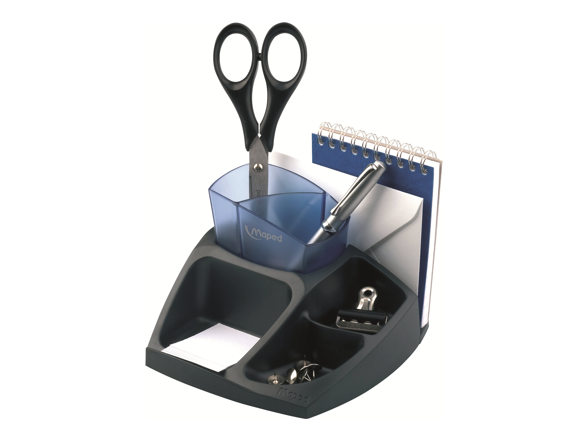 Maped Essentials Green Compact Office Stiftehalter 3 Fächer Notizblock-Ablage Blau/Schwarz