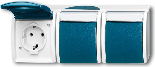 BUSCH-JAEGER Schuko-Dreifachsteckdose 2300/3EWN-53 ocean waager. mit Namensschild 2300/3EWN-53 (2084-0-0704)