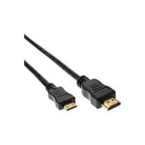 InLine® HDMI Mini Kabel, High Speed HDMI® Cable, Stecker A auf C, verg. Kontakte, schwarz, 3m (17453P)