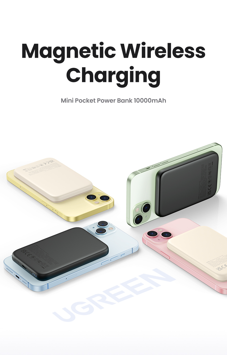 Ugreen 25208 Induktive Power Bank 10000 mAh 20 W Weiß