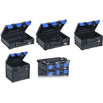 allit Aufbewahrungsbox EuroPlus MetaBox 118, schwarz/blau aus ABS-Kunststoff, sicheres Kopplungssystem zum schnellen - 1 Stück (454410)