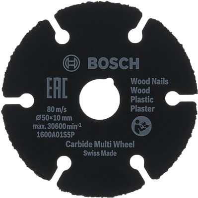 Bosch 1 600 A01 S5X. Typ: Schneidedisk, Mittentyp: Flache Mitte, Markenkompatibilität: Bosch. Menge pro Packung: 1 Stück(e) (1600A01S5X)