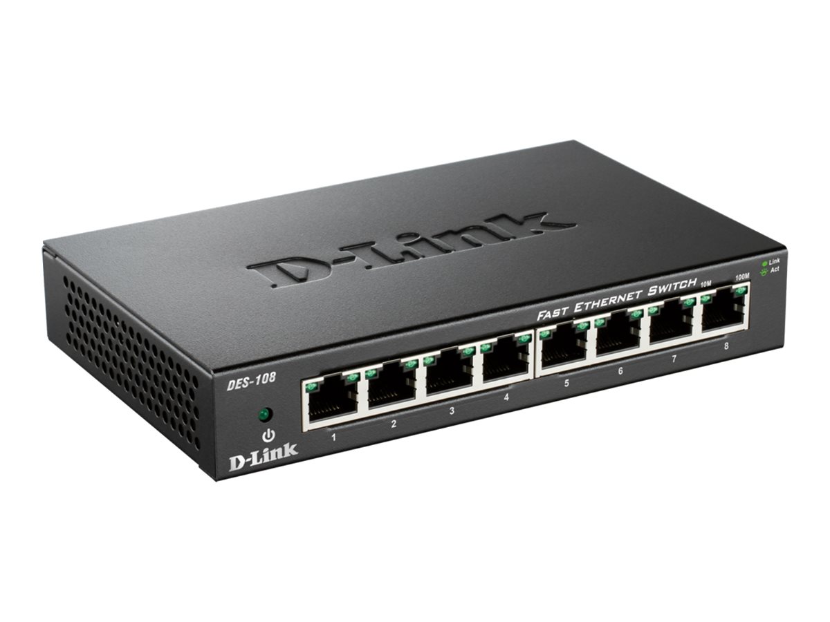 D-Link DES-108 Fast Ethernet Switch 8 Ports Schwarz