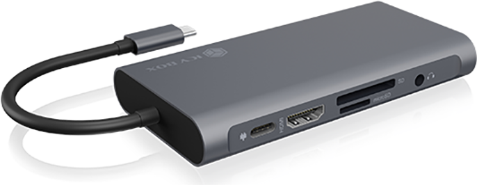 ICY BOX IB-DK4040-CPD Dockingstation USB-C Schwarz, Anthrazit
