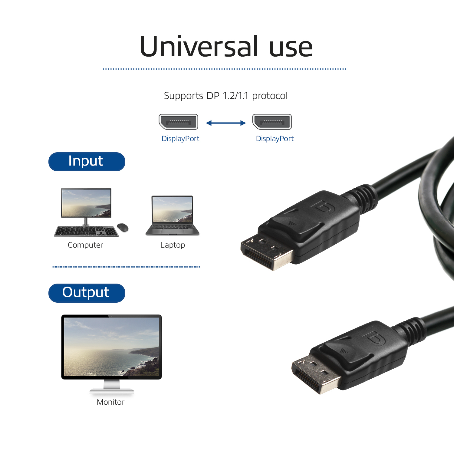 ACT AK3977 DisplayPort-Kabel DisplayPort Stecker auf DisplayPort Stecker 0,5 m Schwarz