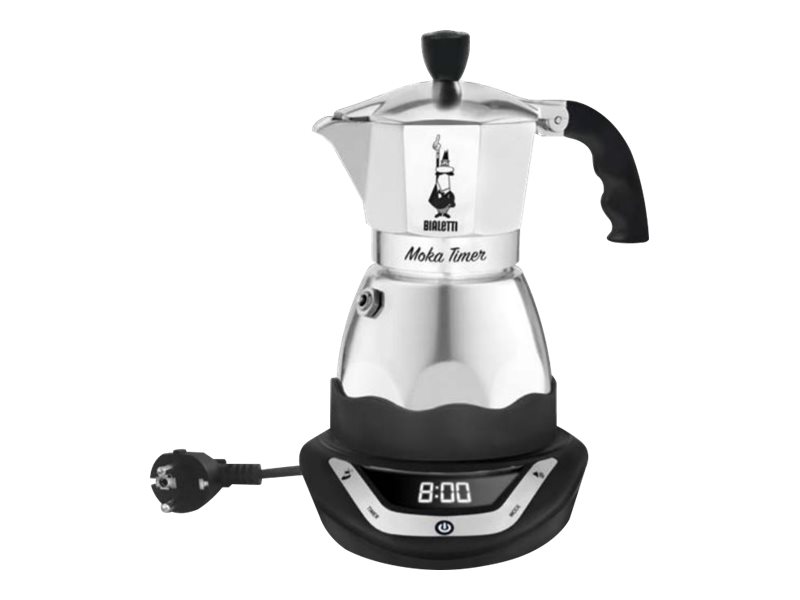 Bialetti Moka Timer Elektrischer Perkolator 3 Tassen Schwarz