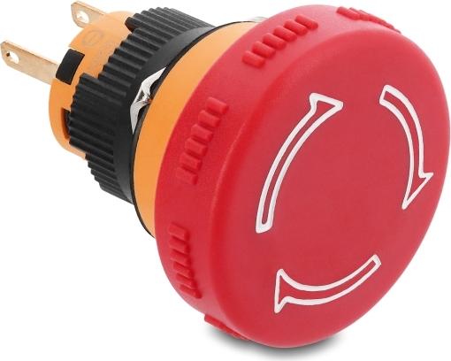 Delock Pilzkopf Taster zum Einbau 16 mm 2 x Lötanschluss Kunststoff 32 mm Ø (22117)