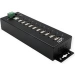 EXSYS GmbH 10 Port USB 2.0 Metall HUB (Din-Rail) und 15KV ESD Überspannungs-Schutz (EX-1170HMVS)
