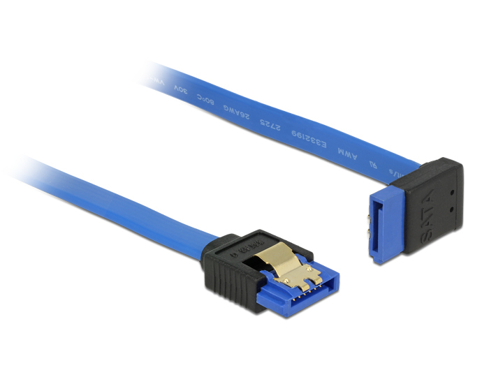 Delock SATA-Kabel SATA III 6 Gb/s 20 cm oben gewinkelt Blau