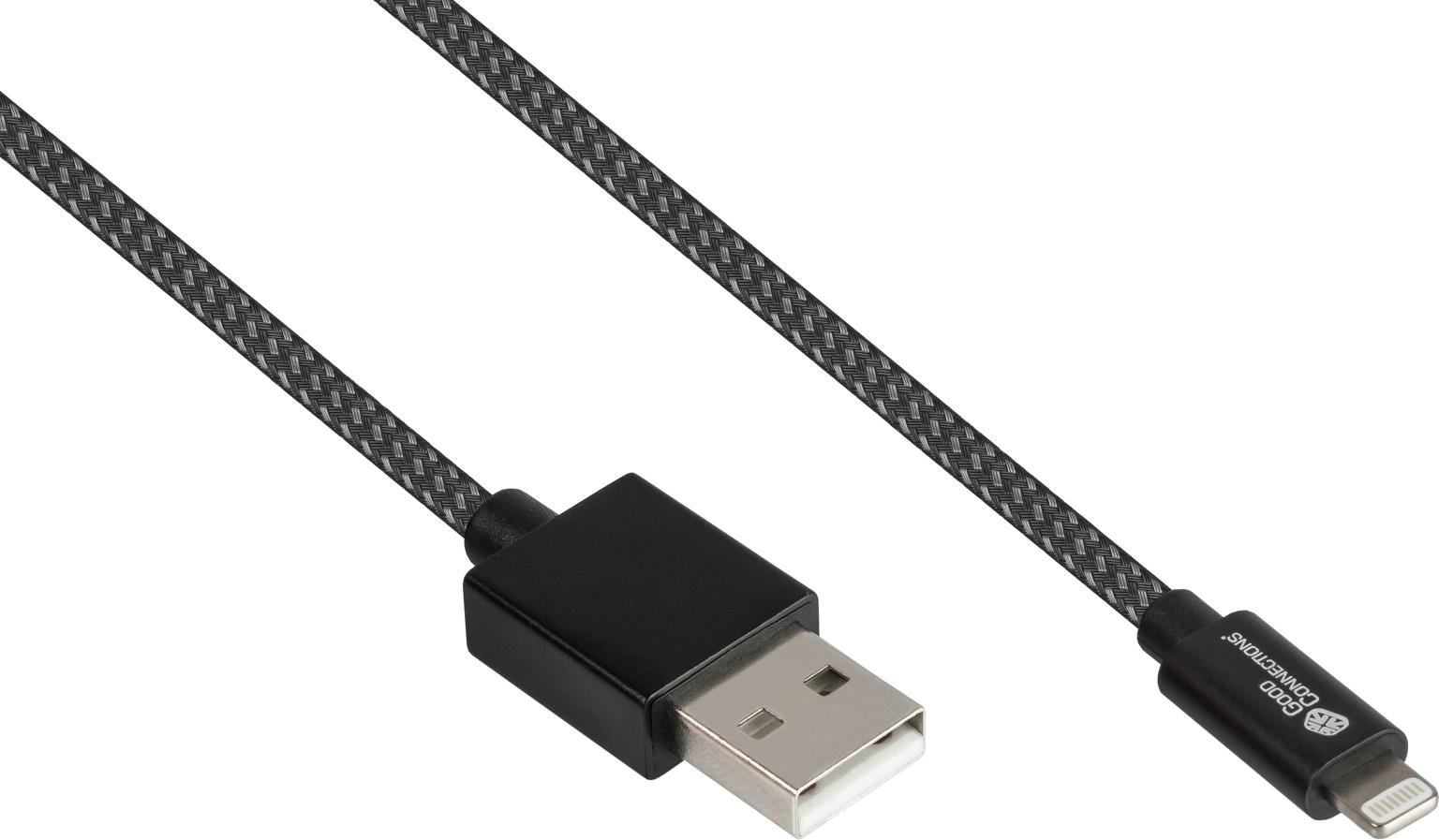 Good Connections USB 2.0 Lade- und Datenkabel für iPhone/iPad/iPod USB-A Stecker an Lightning (2510-AL005S)