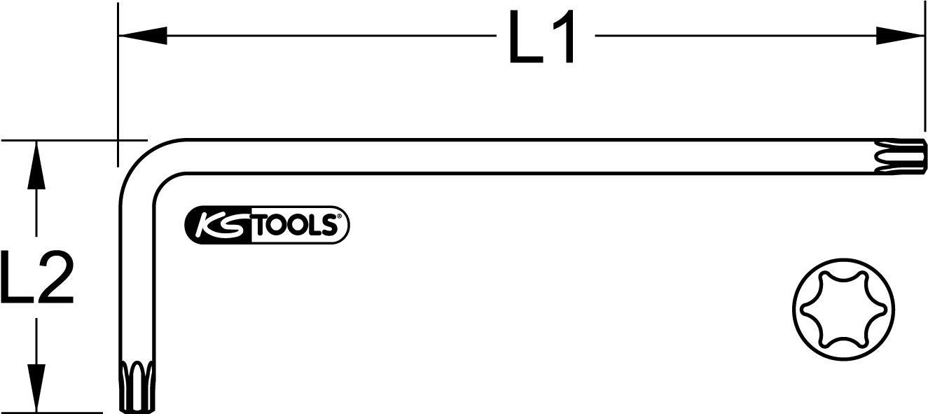 KS TOOLS Kugelkopf-Torx-Winkelstiftschlüssel, XL, T55, Violett (151.4280)
