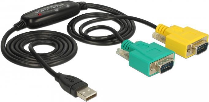 DeLOCK Adapter USB 2.0 Type-A > 2 x Serial DB9 RS-232 (63466)