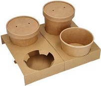 PAPSTAR Becherträger "pure", aus Pappe, für 4 Suppenbecher Becherhalter / Tragetablett für Suppenbecher "To Go", - 1 Stück (88590)