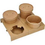 PAPSTAR Becherträger "pure", aus Pappe, für 4 Suppenbecher Becherhalter / Tragetablett für Suppenbecher "To Go", - 1 Stück (88590)