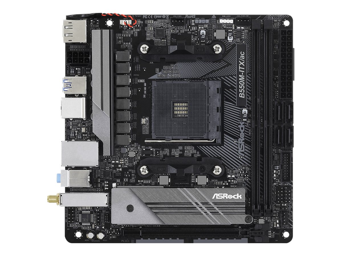 ASRock B550M-ITX/ac Mini-ITX Mainboard Sockel AM4 AMD B550 DDR4 Schwarz, Grau