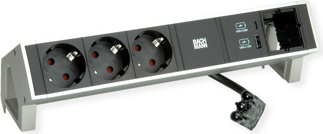 BACHMANN DESK 2 3x CEE7/3 1xUSB-Charger 1x CM (902.9964)