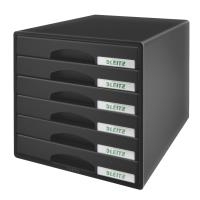 Esselte-Leitz LEITZ Schubladenbox Plus, 6 Schübe, schwarz für Format DIN A4 Maxi, Schubladen mit Auszugsstopp, - 1 Stück (5212-00-95)
